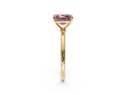 Solitaire Engagement Ring Setting for Fancy Pink Asscher Cut Center with Straight Thin Band and Prong Head in Yellow Gold