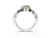 Vintage Station Engagement Ring Setting for Fancy Yellow Heart-Shaped Center with Accents and Prong Head in Sterling Silver