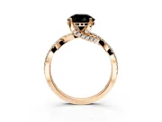 Solitaire Engagement Ring Setting for Fancy Black Round Cut Center with Narrow Twist Pave Band and Prong Head in Rose Gold