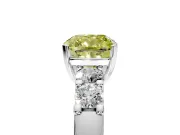 5 Stone Engagement Ring Setting for Fancy Yellow Cushion Cut Center with Plain Band and Prong Head in Platinum