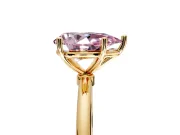 Solitaire Engagement Ring Setting for Fancy Pink Pear-Shaped Center with Straight Thin Band and Prong Head in Yellow Gold