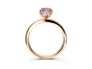 Solitaire Engagement Ring Setting for Fancy Pink Cushion Cut Center with Fine Pave Band and Prong Head in Rose Gold