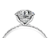 Solitaire Engagement Ring Setting for Round Cut Center with Fine Pave Accents and Prong Head in Platinum