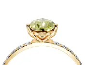 Solitaire Engagement Ring Setting for Fancy Yellow Pear-Shaped Center with Fine Pave Accents and Prong Head in Yellow Gold