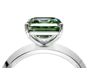 Solitaire Engagement Ring Setting for Fancy Green Asscher Cut Center with Wide Knife Ridge Band and Prong Head in White Gold