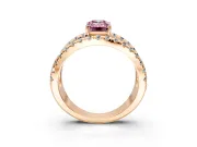 Solitaire Engagement Ring Setting for Fancy Pink Emerald Cut Center with Wide-Open Split Shank and Prong Head in Rose Gold