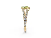 Solitaire Engagement Ring Setting for Fancy Yellow Pear-Shaped Center with Pave Split Shank and Prong Head in Yellow Gold