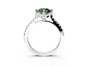 Floral Engagement Ring Setting for Fancy Green Round Cut Center with Pave Band and Floral Prong Head in Sterling Silver