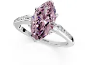 Solitaire Engagement Ring Setting for Fancy Pink Marquise Center with Channel Accents and Prong Head in Sterling Silver