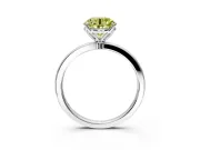 Solitaire Engagement Ring Setting for Fancy Yellow Round Cut Center with Thin Rounded Plain Band and Prong Head in Platinum
