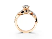 Halo Engagement Ring Setting for Marquise Center with Marquise and Pave Bypass Band and Prong Head in Rose Gold