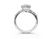 Solitaire Engagement Ring Setting for Princess Cut Center with Trailing Leaf Accent Band and Prong Head in Platinum