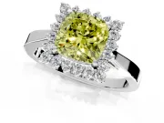 Starburst Halo Engagement Ring Setting for Fancy Yellow Cushion Cut Center with Flat Cathedral Band and Prong Head in Sterling Silver