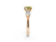 3 Stone Engagement Ring Setting for Fancy Yellow Round Cut Center with Large Pear-Shaped Accents and Prong Head in Rose Gold