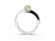 Solitaire Engagement Ring Setting for Fancy Yellow Marquise Center with Single Row Accent Band and Prong Head in Sterling Silver