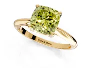 Solitaire Engagement Ring Setting for Fancy Yellow Cushion Cut Center with Knife Ridge Band and Claw Prong Head in Yellow Gold