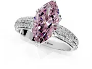 Solitaire Engagement Ring Setting for Fancy Pink Marquise Center with Multi-Row Pave Accents and Basket Head in Sterling Silver