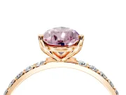 Solitaire Engagement Ring Setting for Fancy Pink Pear-Shaped Center with Fine Pave Accents and Prong Head in Rose Gold