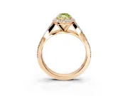 Halo Engagement Ring Setting for Fancy Yellow Marquise Center with Narrow Pave Split Shank and Prong Head in Rose Gold