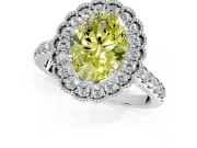 Milgrain Floral Halo Engagement Ring Setting for Fancy Yellow Oval Center with Pave Band and Prong Head in Sterling Silver
