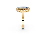 Starburst Halo Engagement Ring Setting for Fancy Blue Marquise Center with Flat Cathedral Band and Prong Head in Yellow Gold