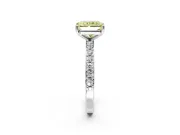 Solitaire Engagement Ring Setting for Fancy Yellow Radiant Cut Center with Round Cut Pave Band and Prong Head in White Gold