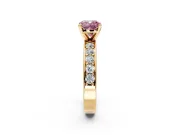 Solitaire Engagement Ring Setting for Fancy Pink Cushion Cut Center with Channel-Set Accents and Prong Head in Yellow Gold