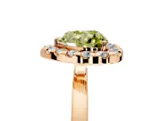 Halo Engagement Ring Setting for Fancy Yellow Heart-Shaped Center with Thin Plain Band and Prong Head in Rose Gold