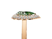 Halo Engagement Ring Setting for Fancy Green Pear-Shaped Center with Plain Tapered Band and Prong Head in Rose Gold
