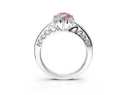 Floral Engagement Ring Setting for Fancy Pink Pear-Shaped Center with Four Accent Clusters and Prong Head in Sterling Silver