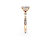 Solitaire Engagement Ring Setting for Princess Cut Center with Pave Accents and Prong Head in Rose Gold