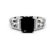 Channel-Set Engagement Ring Setting for Fancy Black Radiant Cut Center with Baguette Band and Prong Head in Platinum