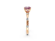 Solitaire Engagement Ring Setting for Fancy Pink Cushion Cut Center with Bezel Station Band and Prong Head in Rose Gold