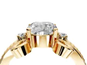 Solitaire Engagement Ring Setting for Cushion Cut Center with Twisted Band and Scroll Prong Head in Yellow Gold