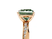 Side Accent Engagement Ring Setting for Fancy Green Princess Cut Center with Accent Shoulders and Prong Head in Rose Gold