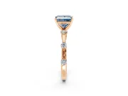 Solitaire Engagement Ring Setting for Fancy Blue Princess Cut Center with Bezel Station Band and Prong Head in Rose Gold