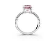 Solitaire Engagement Ring Setting for Fancy Pink Princess Cut Center with Multi-Row Pave Accents and Basket Head in Platinum