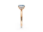 Solitaire Engagement Ring Setting for Fancy Blue Radiant Cut Center with Plain Band, Open Basket and Prong Head in Rose Gold