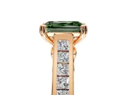 Solitaire Engagement Ring Setting for Fancy Green Emerald Cut Center with Channel Band and Double Claw Prong Head in Rose Gold