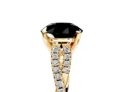 Solitaire Engagement Ring Setting for Fancy Black Round Cut Center with Twisted Pave Split Shank and Prong Head in Yellow Gold