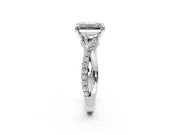 Solitaire Engagement Ring Setting for Emerald Cut Center with Half-Pave Crossover Band and Prong Head in Sterling Silver