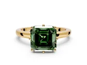 Solitaire Engagement Ring Setting for Fancy Green Asscher Cut Center with Plain Band and Tulip Prong Head in Yellow Gold