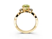 3 Stone Engagement Ring Setting for Fancy Yellow Radiant Cut Center with Pave Twist Band and Prong Head in Yellow Gold