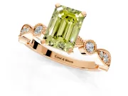 Solitaire Engagement Ring Setting for Fancy Yellow Emerald Cut Center with Milgrain Bezel Accents and Prong Head in Rose Gold
