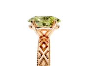 Solitaire Engagement Ring Setting for Fancy Yellow Oval Center with Milgrain X Pattern Band and Prong Head in Rose Gold