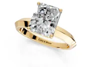 Solitaire Engagement Ring Setting for Radiant Cut Center with Wide Knife Ridge Band and Prong Head in Yellow Gold