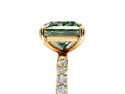 Solitaire Engagement Ring Setting for Fancy Green Princess Cut Center with Pave Accents and Prong Head in Yellow Gold