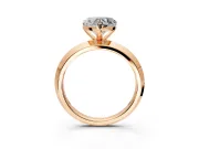 Solitaire Engagement Ring Setting for Heart-Shaped Center with Wide Knife Ridge Band and Prong Head in Rose Gold