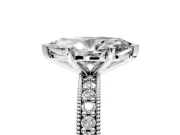 Milgrain Pave Engagement Ring Setting for Marquise Center with Accent Band and Prong Head in Platinum