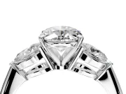 3 Stone Engagement Ring Setting for Oval Center with Large Pear-Shaped Accents and Prong Head in Platinum